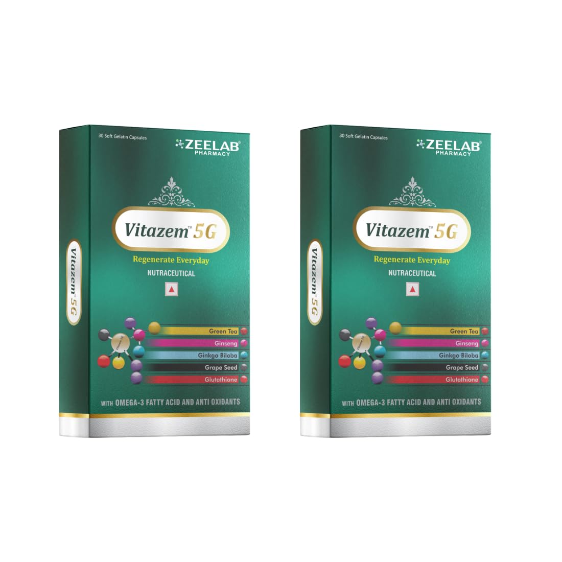 Zeelab Vitazem-5g with Omega-3 Fatty Acid and Antioxidants | Multivitamin Supplement (2 X 15 Soft Gelatin Capsules)