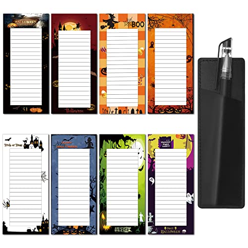 Bloc-notes magnétique pour liste de courses Halloween et mémo de réfrigérateur pour la famille