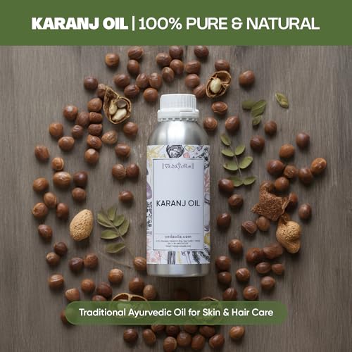 Image of VedaOils Cold Pressed Karanj Oil for Skin & Hair 100ml | Natural Herbal Oil for Scalp, Body & Massage | 100% Pure, Nourishing & Lightweight