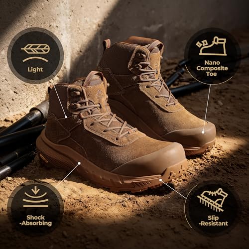 Image of NORTIV 8 Composite Toe Boots for Men - Waterproof Lightweight Non-Slip ASTM F2412-24 & ASTM F2913-24 Safety Work Boots for Warehouse & Construction, VaporGuard-Nano