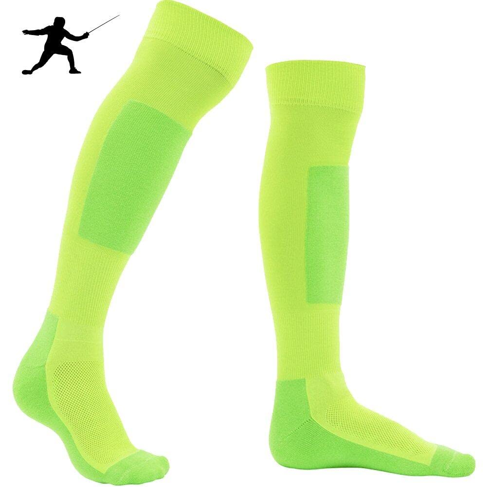 Danlai Men's Fluorescent Green Protective Fencing Socks Knee High Tube Socks Breathable Stockings Cotton Sport Socks Riding Running Socks