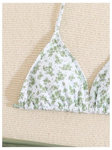 Image of Milumia Girl's 3 Piece Bikni Set Ditsy Floral Halter Swimsuit with Cover Up Skirts