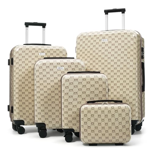Image of Hardshell Luggage Sets, Lightweight Suitcases with Spinner Wheels, Khaki Pattern