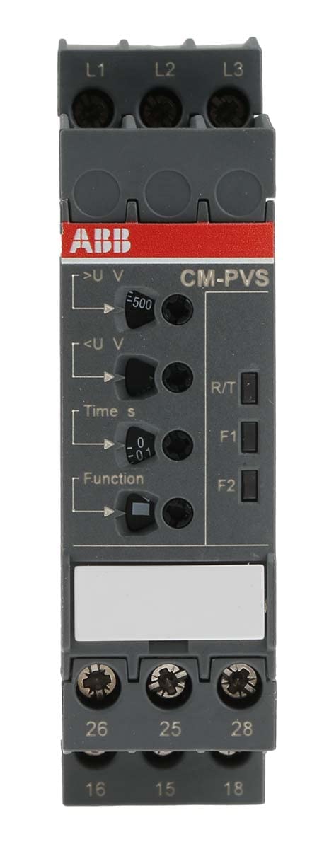 ABB CM-PVS.41S 3 Phase Monitoring Relay 2c/o, 0,0.1-30s, L1-L2-L3=3x300-500V AC (ABB1SVR730794R3300), White