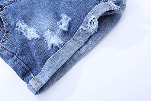 Image of KIDSCOOL SPACE Baby Little Girl Jean Overalls,Big Ripped Denim Shortall