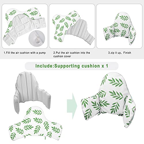 High Chair Cushion, Type High Chair Cover Pad, Highchair Cushion For Ikea Antilop Highchair, Exquisite Edge Banding, Built-In Inflatable Cushion,Baby Sitting More Comfortable (Green Leaves Pattern) #TOP4