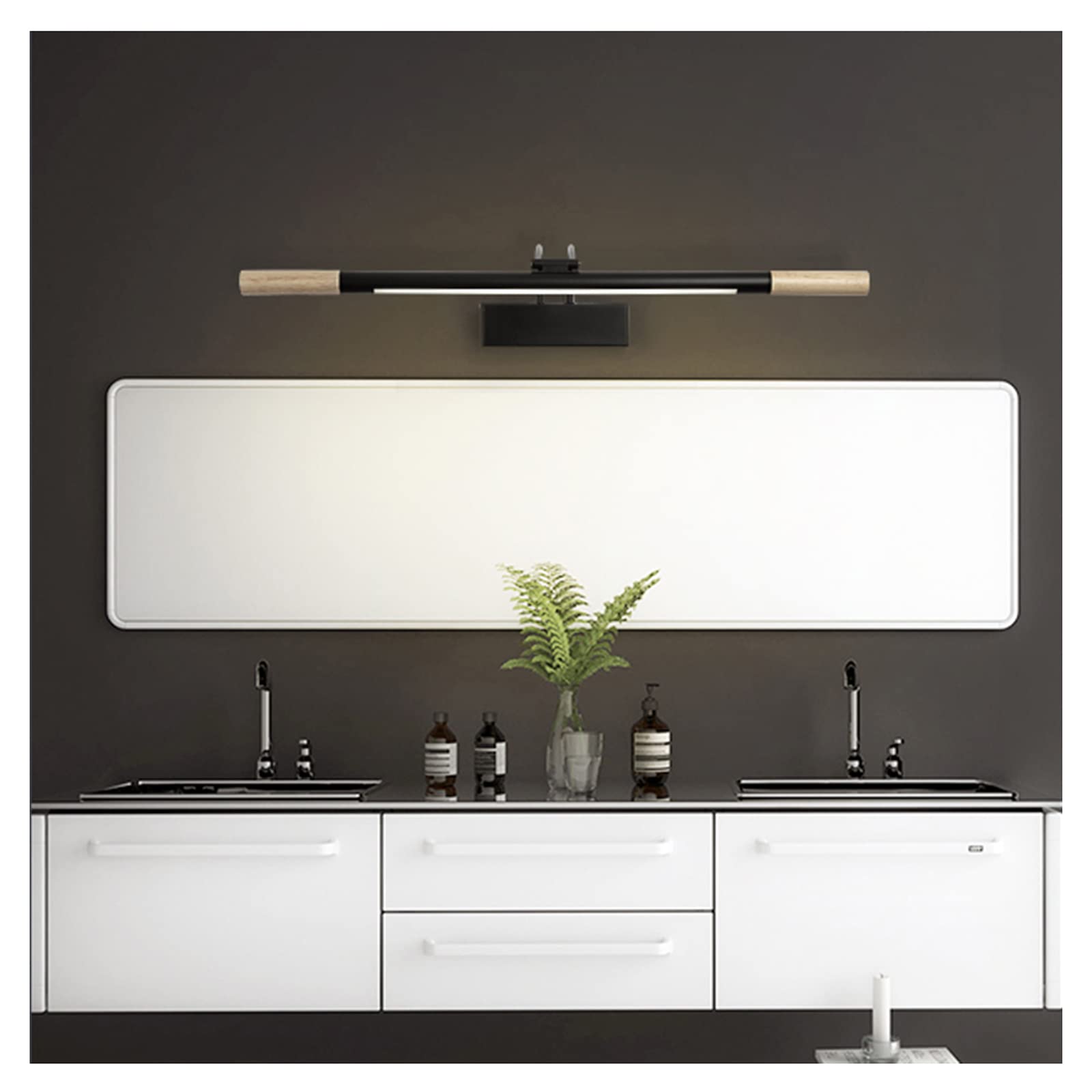 Lampe vanité pour coiffeuse maquillage en bois noir et LED pour appartement ménage moderne
