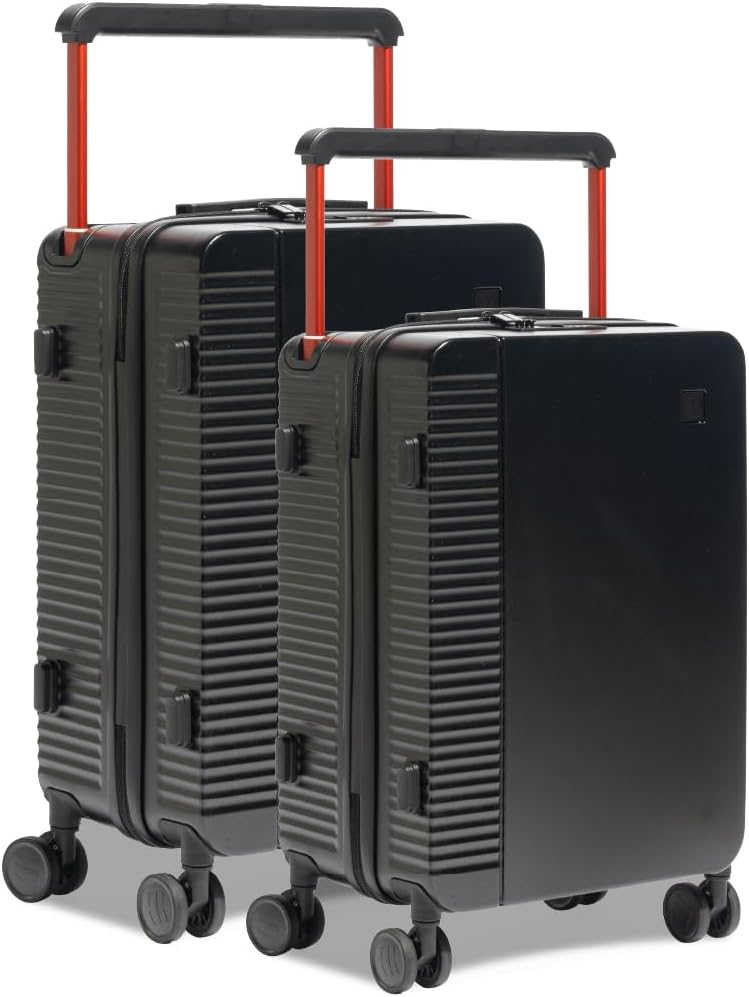 Sponsored Ad - Signature Polycarbonate (PC) Hard-Sided Cabin & Check in Suitcase | Ultra Lightweight & Durable | 8 Spinner Wheels | TSA Lock | Organized Interior | Set of 2 | Black & Orange