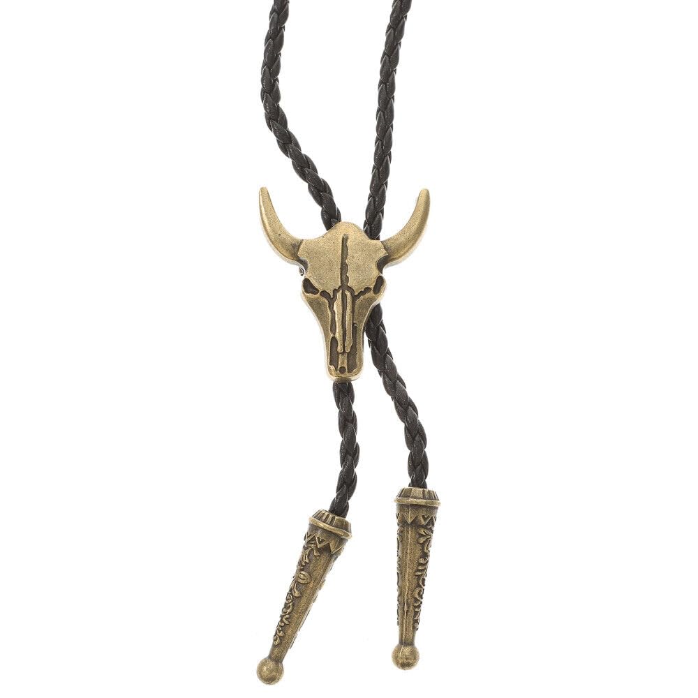 Retro Alloy Pendant Bolo Tie | Adjustable Genuine Leather Cowboy Necklace for Men & Boys-image-39