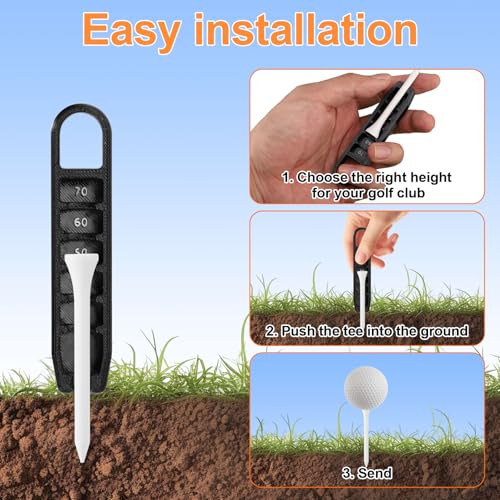Lyreh Golf Tee Höhenversteller, 6-Fach Verstellbar Präzisionseinstellung aus Kunststoff Höhenversteller für Golf-Tees für Gleichmäßige Schwünge (Schwarz, Weiß)