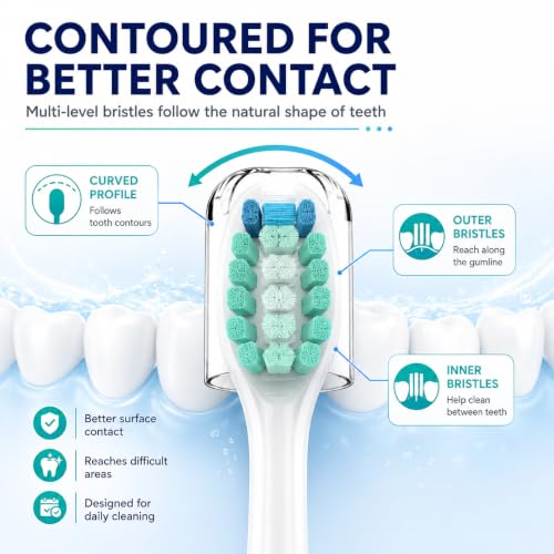 Image of 8 Pack Toothbrush Replacement Heads Compatible with Philips Sonicare, Colored, Soft Dupont Bristles, ABS, Compatible with Philip Electric Toothbrush HX3, HX6, HX9 Series