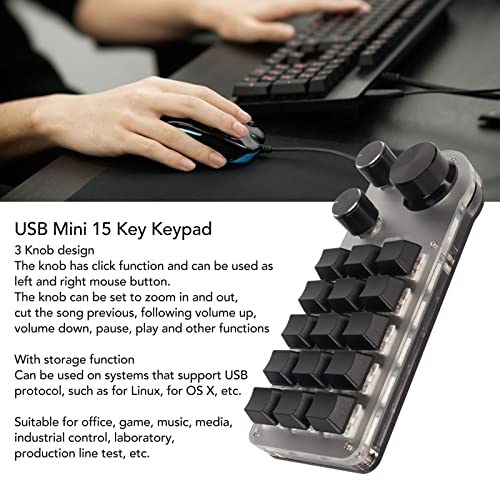 Programowalna Klawiatura Mechaniczna jedną ręką, Przenośna Klawiatura USB Mini 15 Klawiatura Programowalna DIY, Klawiatura OSU Klawiatura do Gier Hotswap do Gier Biurowych