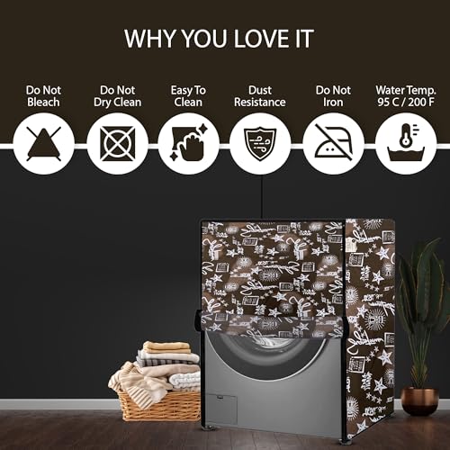 Image of Waterproof & Dustproof Top Front Load Washing Machine Cover for 6 kg 6.5 kg 7kg & 7.5 kg Compatible for IFB LG Samsung Whirlpool Bosch Haier (SIGNATURE COFFEE)