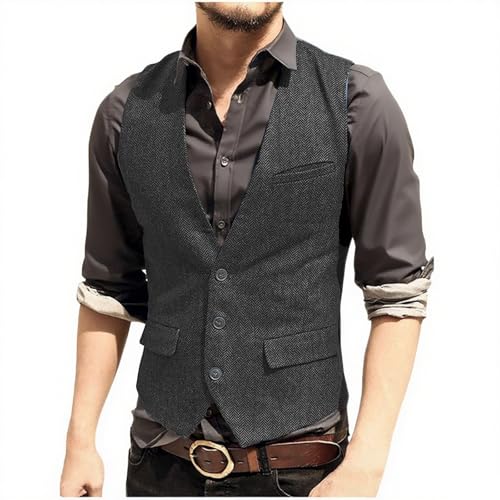 Men's Dress Vest Suit Formal Business Slim Fit V-Neck Sleeveless Waistcoat for Wedding Prom Dinner Party Suit Tuxedo