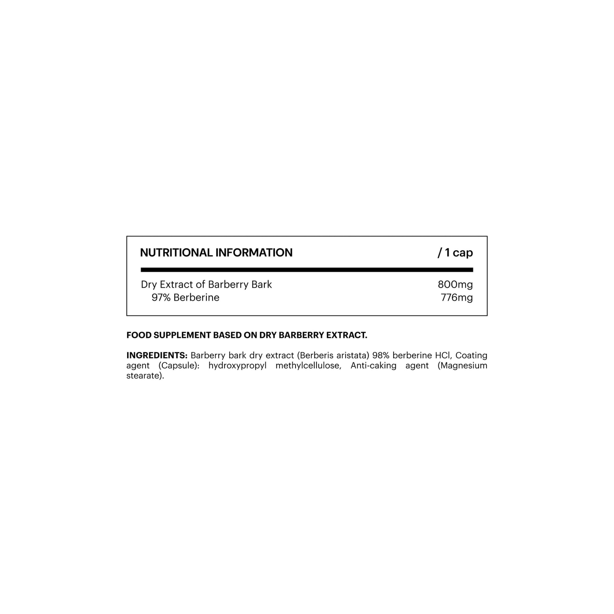 Berberina 800 mg Berberis Aristata 60 Capsule be levels | Estratto standardizzato al 97%. Formula vegana. Senza glutine e lattosio. 1 capsula al giorno.