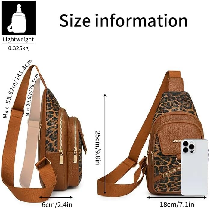 Sling Bag for Women, Leopard Print Crossbody Bag for Women Travel - Water-Repellent PU Leather-Inspired Fanny Pack with Multi-Pockets, Adjustable Strap, Ideal for Commute/Daily/Sports, /Holiday Gifts - Image 4