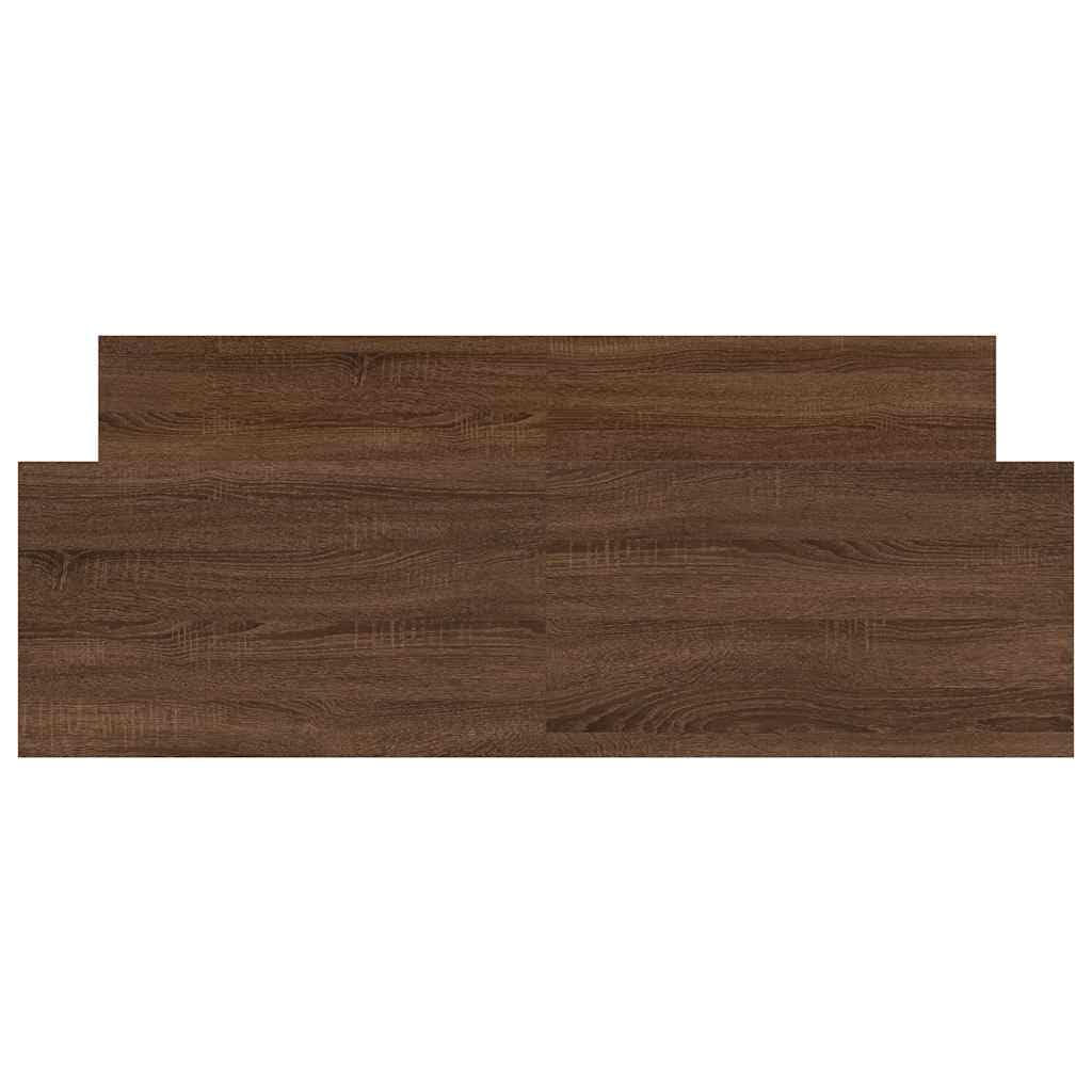 Trwała płyta drewnopochodna z wezgłowiem i zanóżkiem brąz 120x190 cm | Rama łóżka z wezgłowiem i zanóżkiem brązowy dąb 120x190 cm z listwami, solidna, stabilna, do sypialni i gościnnym pokoju, bez