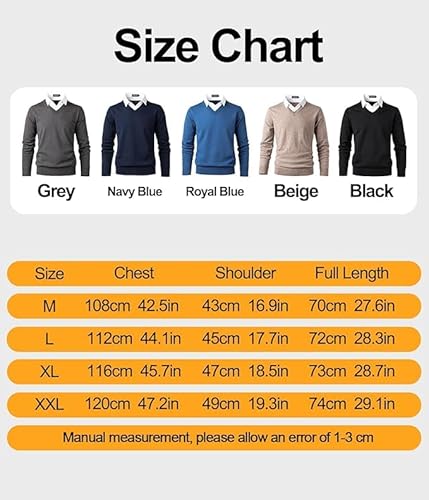 Herothorn Jersey de Punto para Hombre Jersey de Moda Suave al Tacto con Cuello en V y Camisa de Cuadros o Cuello Blanco. - imagen 7