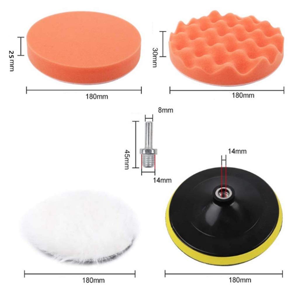 Auto-Polierschwamm-Rad, Polierwachsschwamm Rad Wolle Polierpuffer Pad Schwamm Pad M14 Polierset 7 Zoll for Autopolierer