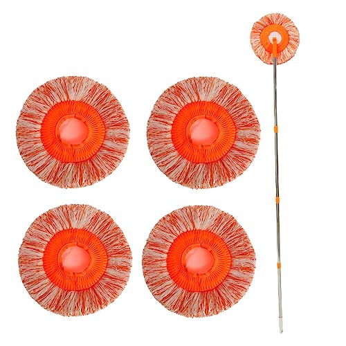 Mopa giratoria de 360 grados, ajustable, longitud total de 190 cm, fregona de microfibra giratoria con 4 barras extraíbles, 4 paños de limpieza, mopa redonda para limpieza de suelos, limpieza de