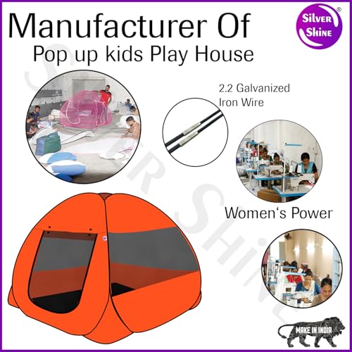 Image of SILVER SHINE Foldable Delightful Patterns Popup Kids Play Tent House for Multi Purpose|PlayTent House for up to 10 YearOld Kids Girls&Boys|Mosquito Net Design Tent