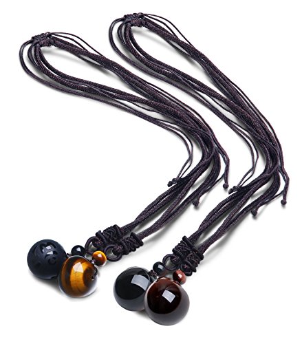 LOYALLOOK Unisex Natural Tiger Stone Onyx Stone Lucky Blessing Chakra Beads Pendant Adjustable Healing Necklace 4pcs