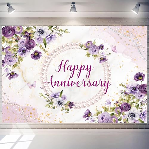 Fondo para aniversario de 8x6 pies morado miniatura 1