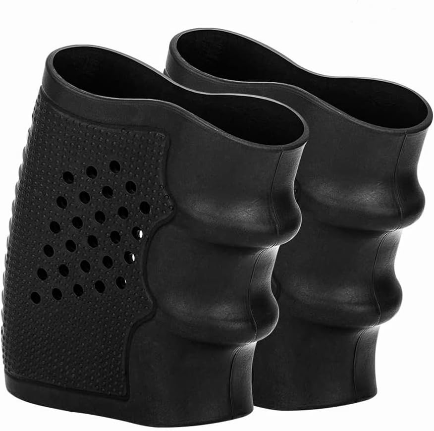 Slip-On Tactical Pistol Holster Rubber Ventilated Grip Glove Sleeve Fits Glock 17,19,20,21,22,23,25,31,32,34,35,37,38,41-2 Pack Black