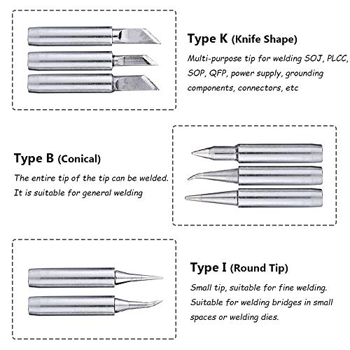 Mesee 17Pcs Soldering Tips Kit 900M Lead-Free Solder Iron Tip Welding Replacement Accessories for Hakko, Radio Shack, TENMA, ATTEN, Quick, Aoyue, Yihua Solder Station