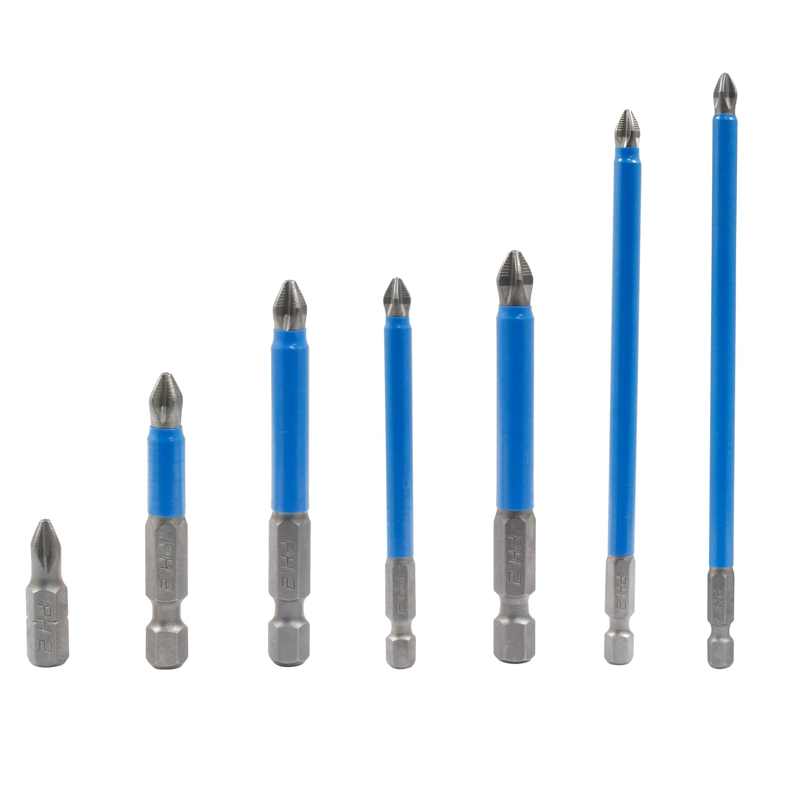 Cjueiom 7Pcs Magnetic PH2 Screwdriver Bits Set, Anti Slip Phillips Screwdriver Bits