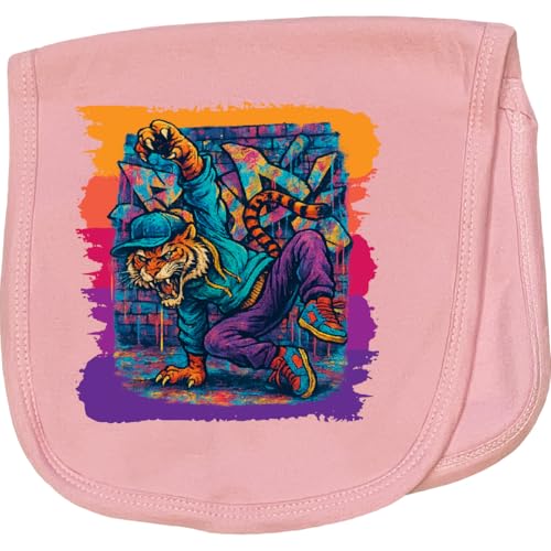 inktastic Funny Street Art Tiger Retro Baby Burp Cloth Pink 45654