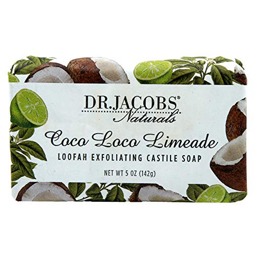 Dr Jacobs Naturals Pure Castile Vegan Bar Soap - Triple Milled Exfoliating Castile Bar Soap, 5 oz. - Free of Parabens, Sulfates, Synthetics, Gluten, GMOs (Coco Loco Limeade)