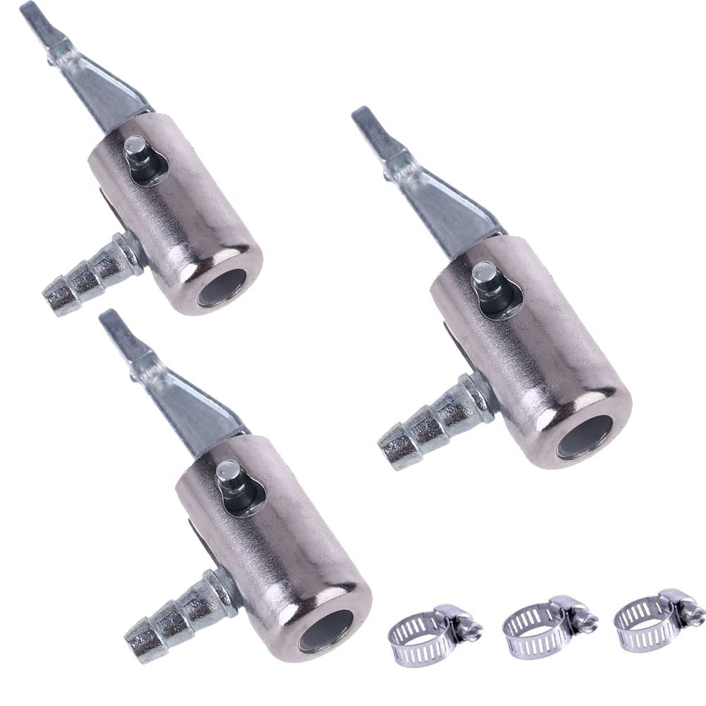 3 Pack 1/4" Locking on Air Chuck Compressor Tire Inflator Adapter Tyre Quick Lock Connect Wheel Valve Hose End Repair with Barb Clip Clamp Connector Pump Thread Nozzle for Bike Car Auto
