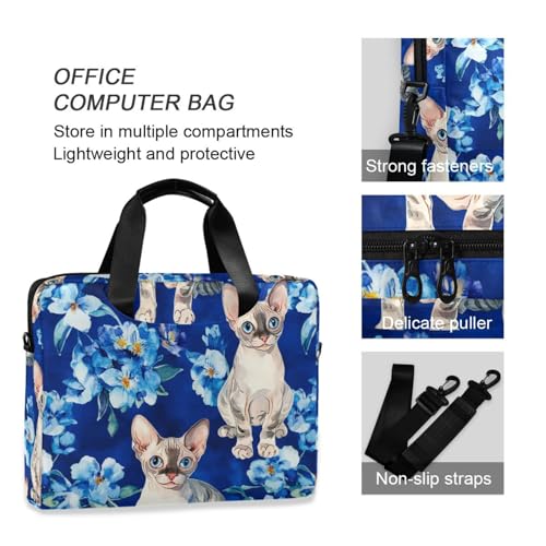 Maletín para laptop 15.6 pulg azul con estampado gato miniatura 6