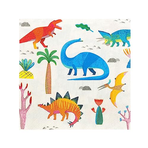 Talking Tables Dino Dinosaur Guardanapos Decorações de Festa, Pacote com 20, 33 x 33 cm, 33 x 33 cm,