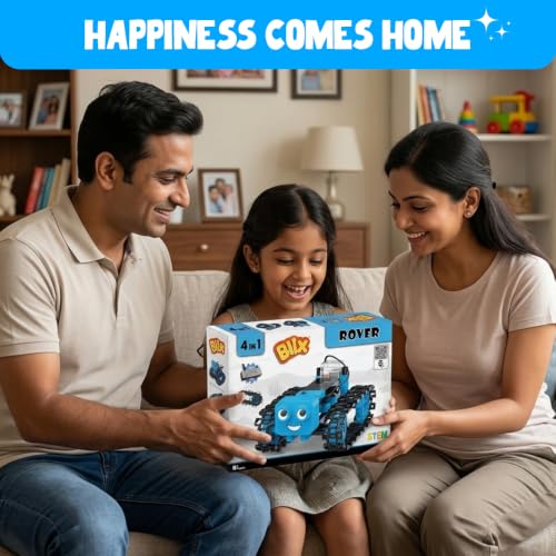 Image of BLIX Rover, DIY Motorized STEM kit with 150+ Pieces that Moves on All Types of Terrain, for Kids Aged 8+. Educational Toy to Teach How Track-Drive mechanisms Work. Made in India
