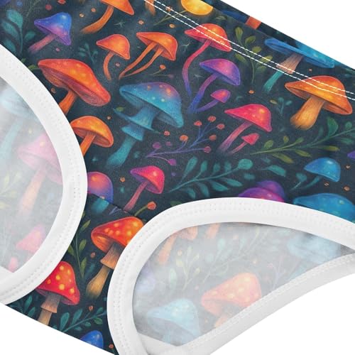 Joisal Girls Underwear Toddlers 2t Cotton Panties for Girl Cartoon Briefs Kids Undies Dark Colorful Mushrooms4