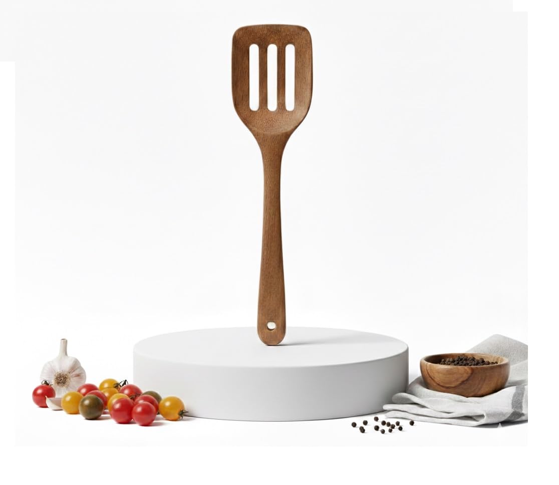 BRACOP® Spatulas For Cooking Wooden Serving Spoons Kitchen Utensil Spatulas Cutlery Set Of 1 Pcs Indian Cooking Tools Kitchen Accessories Wooden Spatula Spoons Food Serving Spatula Indian Gifts