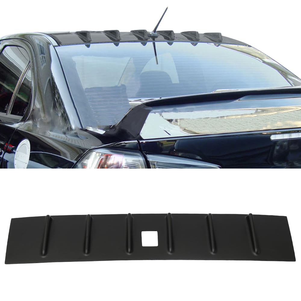 Roof Spoiler Compatible with 2008-2017 Mitsubishi Lancer Sedan 4 Door (Except EVO/Hatchback), Unpainted Black ABS Wind Rear Spoiler Wing by IKON MOTORSPORTS, 2009 2010 2011 2012 2013 2014 2015