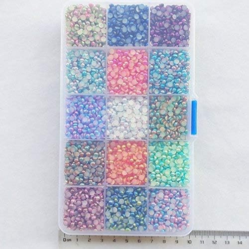 Chenkou Craft 10000pcs Assorted 15 Colors Gradient Color Half Flatback Imitation Pearl Bead 4mm Flat Back Gem Scrapbook Craft DIY Beads + Plastic Box - Image 3