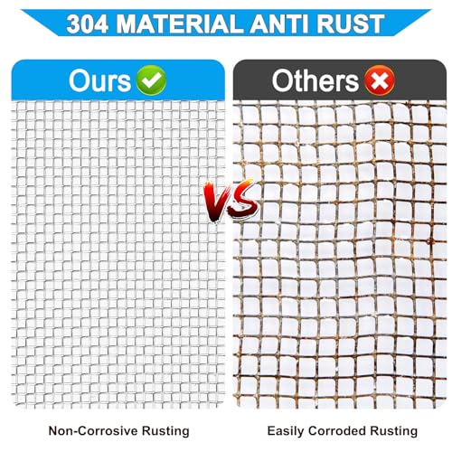 valchoose 304 stainless steel mesh screen11 x24280x610mm 8mesh non-rusting 255mm hole metal mesh sheet sturdy and easy to work non-corrosive mesh screen for vent cage garden window 1 roll