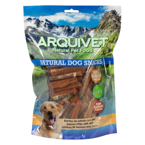 ARQUIVET Straccetti di salmone con pelle - 1 Kg - Snack 100% naturali per cani - prelibatezze per cani - Prodotto leggero - Molto ricco di sostanze nutritive