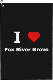 BASRETY I Love Fox River Grove Golf Towel with Carabiner Clip for Golf Bag 24" X 16" Golf Towels Waffle Funny Pattern Golf Accessories