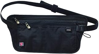 Travel Money Belt Pouch, Slim RFID Blocking Anti Theft Waist Stash Pouches for Cash, Cards and Passport Holder