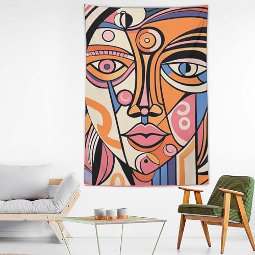 Tapisserie murale imprimée portrait de femme en tissu léger