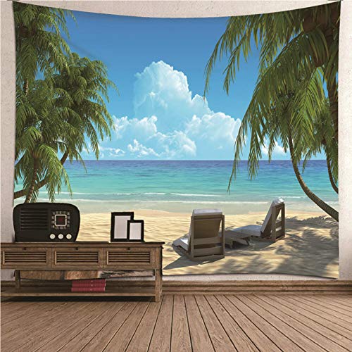 Tapiz decorativo KnSam de poliéster azul y beige de alta calidad para renovar su salón 150x130cm