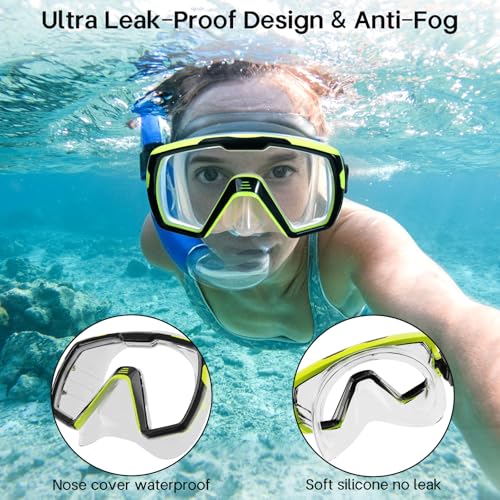 Image of Freela Adult Swim Goggles Mask Tempered Glass Anti Fog Waterproof 180Clear