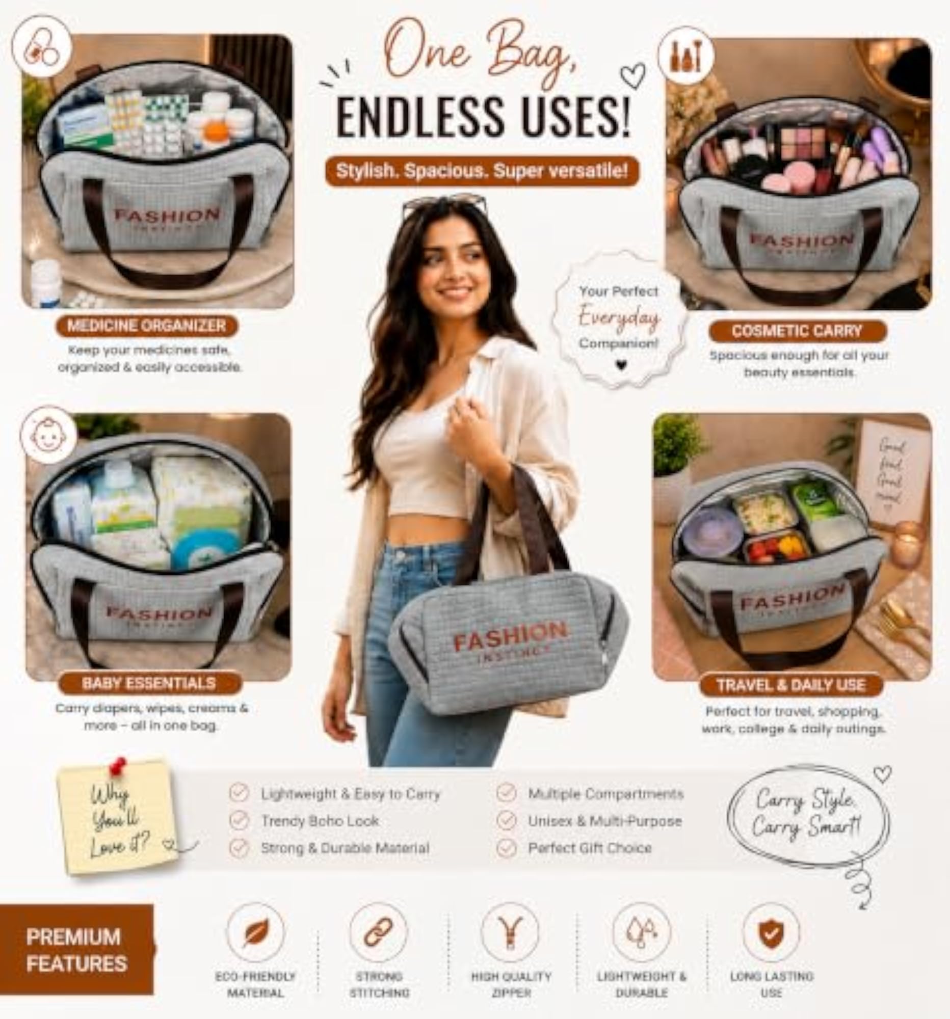 Stylish Quilted Makeup Organizer Bag for Women