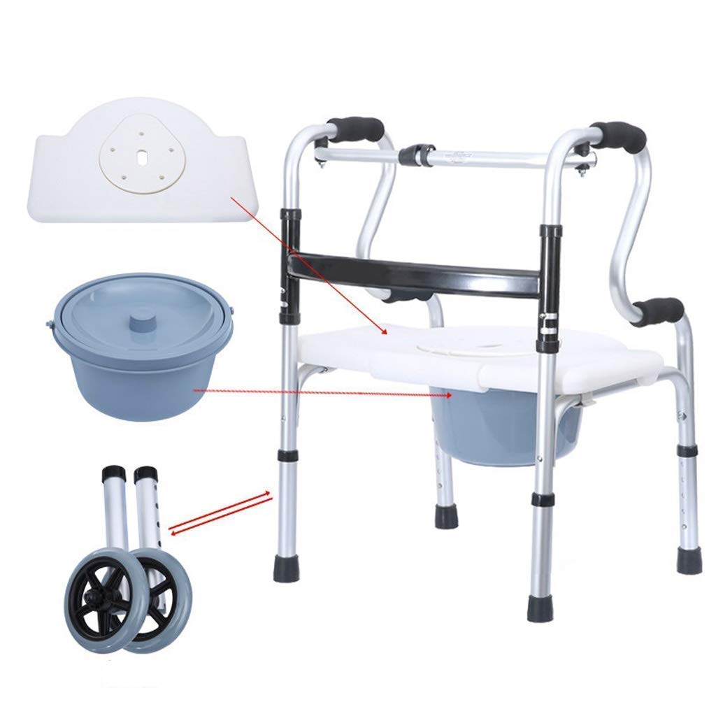 Andador, Andador Andador con Silla de Ducha y 2 Ruedas, Inodoro con Ruedas, Silla de Ducha con Ruedas y Asiento de Inodoro Acolchado para Discapacitados y Personas Mayores Little Surprise