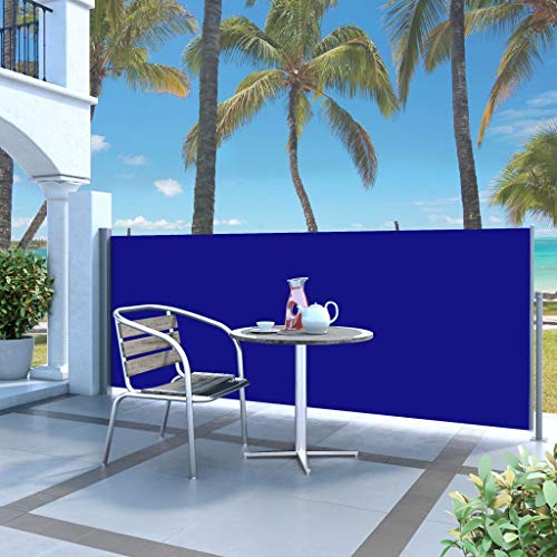 Preisvergleich Produktbild Festnight Ausziehbare Seitenmarkise / Garten Seitenmarkise Sichtschutz / Terrasse Seitenrollo / Balkon Sonnenschutz / Blau Stahlrahmen 140 x 300 cm